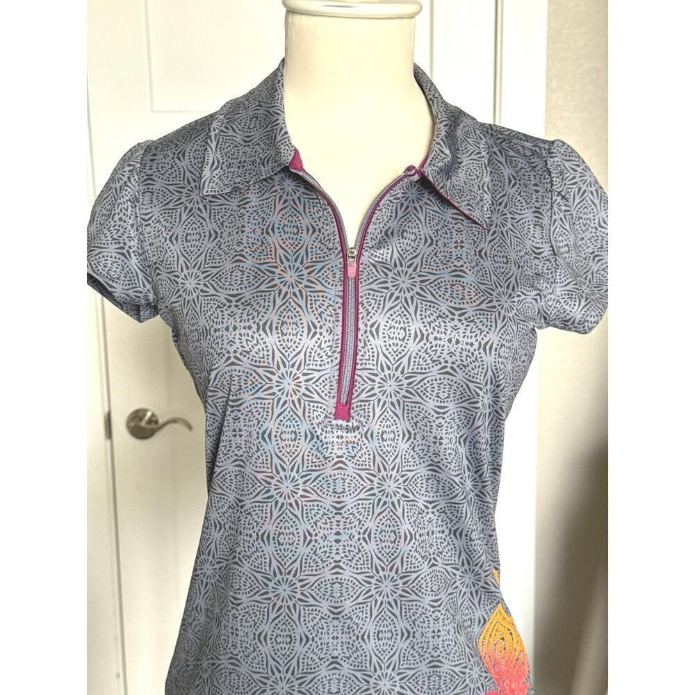Athleta Gravity Womens Short Sleeve 1/2 Zip Polo Dark Gray/Black  XXS EUC - Picture 4 of 9